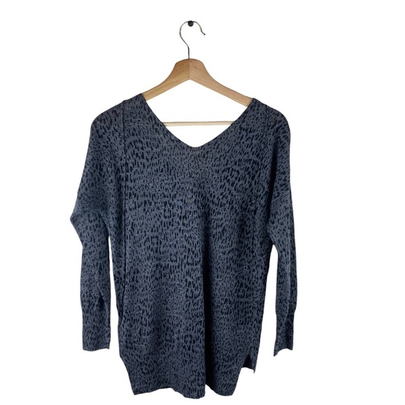 Rebecca Taylor Gray Leopard Print Alpaca Blend Sweater - Picture 4 of 8
